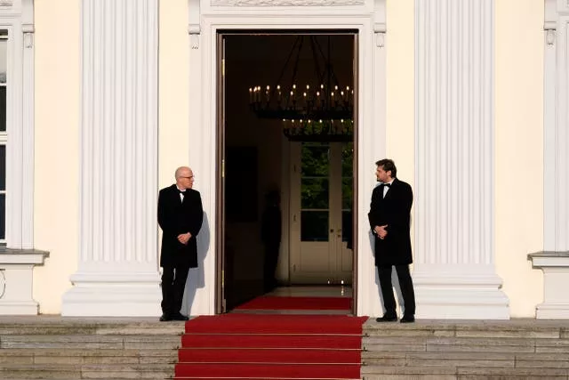 The door is open for the arrival of Mr Biden at Bellevue Palace in Berlin