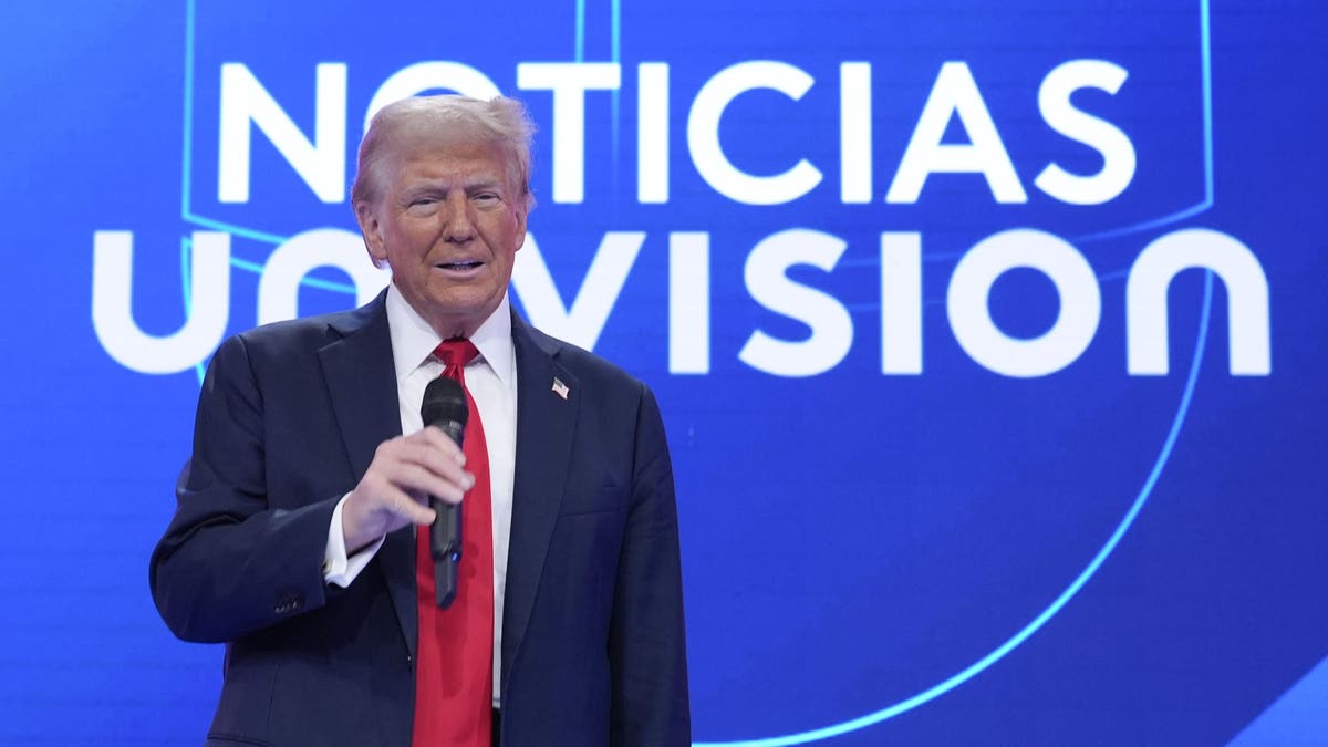 Trump speaks during Univision town hall