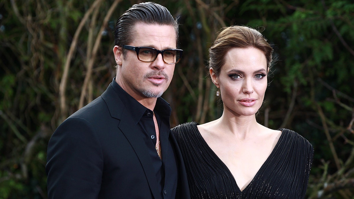 Brad Pitt and Angelina Jolie post for a photo