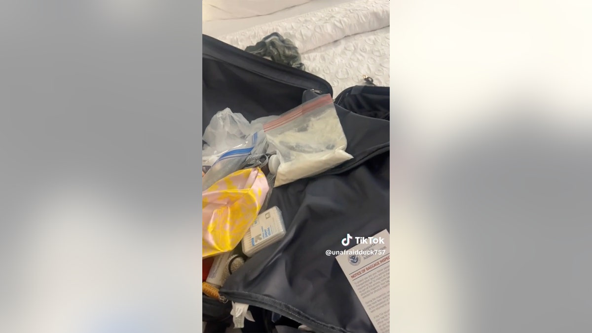 Arizona woman's Bag of powdered fiber packed in airline luggage