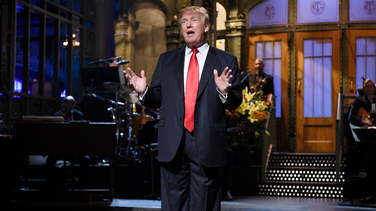 Donald trump on the "SNL" monologue stage