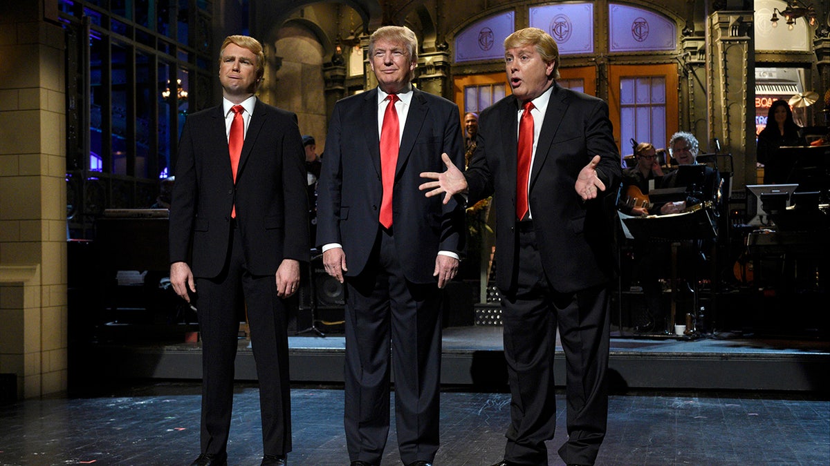 Trump also appeared in his 2015 monologue with Taran Killam and Darrell Hammond, who did impressions of him.