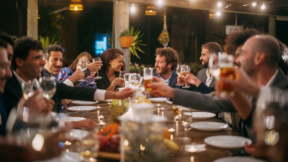 Friends having dinner