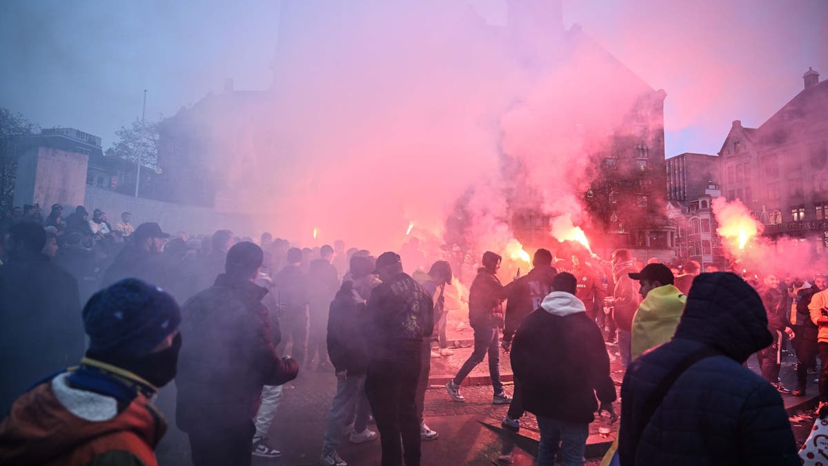 Pro-Israel Maccabi fans in Amsterdam